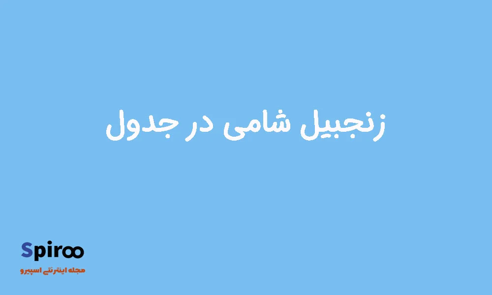 زنجبیل شامی در جدول